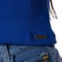 Imagem de Blusa Cropped Feminina Feliny Canelada com Detalhe Franzido Azul
