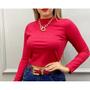 Imagem de Blusa cropped feminina manga longa gola alta canelada