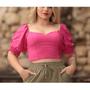 Imagem de Blusa cropped feminina manga princesa decote nas costa