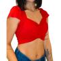 Imagem de Blusa Cropped feminina modelo canelado detalhe no decote e ombro