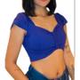 Imagem de Blusa Cropped feminina modelo canelado detalhe no decote e ombro