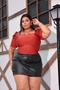 Imagem de Blusa Cropped feminina plus size decote reto V bufante estilo