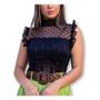 Imagem de Blusa cropped feminina renda poa com bojo cavada babado moda fashion