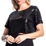 Imagem de Blusa Cropped Feminina Rovitex Endless Em Paetê Preto