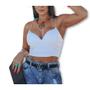 Imagem de Blusa cropped feminina tecido paetê com bojo alça extra fina