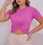 Imagem de Blusa Cropped feminina viscolycra manga curta nozinho blogueira