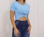 Imagem de Blusa Cropped feminina viscolycra manga curta nozinho confortavel