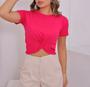 Imagem de Blusa Cropped feminina viscolycra manga curta nozinho elegante