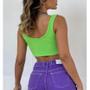 Imagem de Blusa cropped feminino alça canelado moda fashion