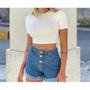 Imagem de Blusa cropped feminino básico canelado