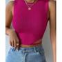 Imagem de Blusa cropped feminino canelada cavada amarração moda blogueira