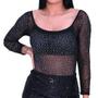 Imagem de Blusa Cropped feminino canelada decote gota manga curta elegante