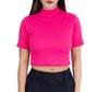 Imagem de Blusa Cropped feminino canelado básico manga curta gola alta elegante