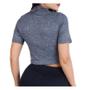 Imagem de Blusa Cropped feminino canelado básico manga curta gola alta elegante