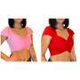 Imagem de Blusa Cropped feminino canelado detalhe no decote e ombro fashion