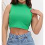 Imagem de Blusa cropped feminino canelado gola alta cavado moda