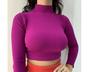 Imagem de Blusa cropped feminino canelado gola alta manga longa roupas femininas