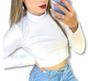 Imagem de Blusa cropped feminino canelado gola alta manga longa roupas femininas