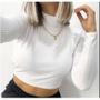 Imagem de Blusa Cropped feminino canelado manga longa gola alta