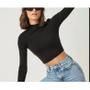 Imagem de Blusa Cropped feminino canelado manga longa gola alta