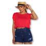 Imagem de Blusa cropped feminino elástico na cintura regata detalhe babado moda barata