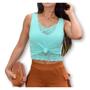 Imagem de Blusa Cropped feminino forro renda sobreposta regata elegante