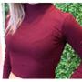 Imagem de Blusa Cropped feminino gola alta manga longa tecido canelado