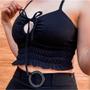 Imagem de Blusa cropped feminino lastex canelado alça fina decote amarração