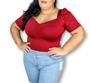 Imagem de Blusa cropped feminino plus size manga bufante decote drapeado moda blogueira