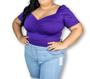 Imagem de Blusa cropped feminino plus size manga bufante decote drapeado moda influencer