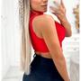 Imagem de Blusa cropped feminino poliéster gola alta cavada alinha seio elegante