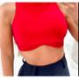 Imagem de Blusa cropped feminino poliéster gola alta cavada alinha seio fashion