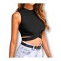 Imagem de Blusa Cropped feminino recorte lateral viscolycra cavada fashion