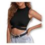 Imagem de Blusa Cropped feminino recorte lateral viscolycra cavada moda estilo