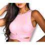 Imagem de Blusa cropped feminino regata recorte na lateral viscolycra confortável