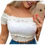 Imagem de blusa cropped feminino renda manga curta