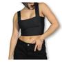 Imagem de Blusa Cropped feminino top alça larga poliéster fashion