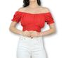 Imagem de Blusa cropped feminino top manga ciganinha bufante c/amarração moda blogueira