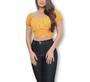 Imagem de Blusa cropped feminino top manga ciganinha bufante c/amarração moda influencer