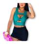 Imagem de Blusa Cropped feminino transpassado infinito com bojo poliéster elegante