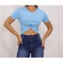 Imagem de Blusa Cropped feminino viscolycra manga curta nozinho elegante