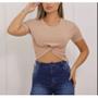 Imagem de Blusa Cropped feminino viscolycra manga curta nozinho estilo moda