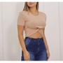 Imagem de Blusa Cropped feminino viscolycra manga curta nozinho estilo moda