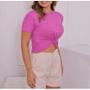 Imagem de Blusa Cropped feminino viscolycra manga curta nozinho moda fashion