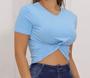 Imagem de Blusa cropped feminino viscolycra nozinho frontal manga curta estilo fashion