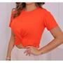 Imagem de Blusa cropped feminino viscolycra nozinho frontal manga curta