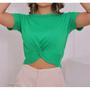 Imagem de Blusa cropped feminino viscolycra nozinho frontal manga curta