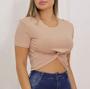 Imagem de Blusa cropped feminino viscolycra nozinho frontal manga curta