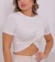 Imagem de Blusa cropped feminino viscolycra nozinho frontal manga curta moda gringa