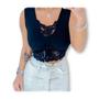 Imagem de Blusa  cropped forro renda sobreposta regata feminina